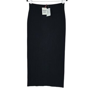 Open Edit Midi Skirt sz M Wom Black Ribbed Knit Pencil Nordstrom Capsulewardrobe
